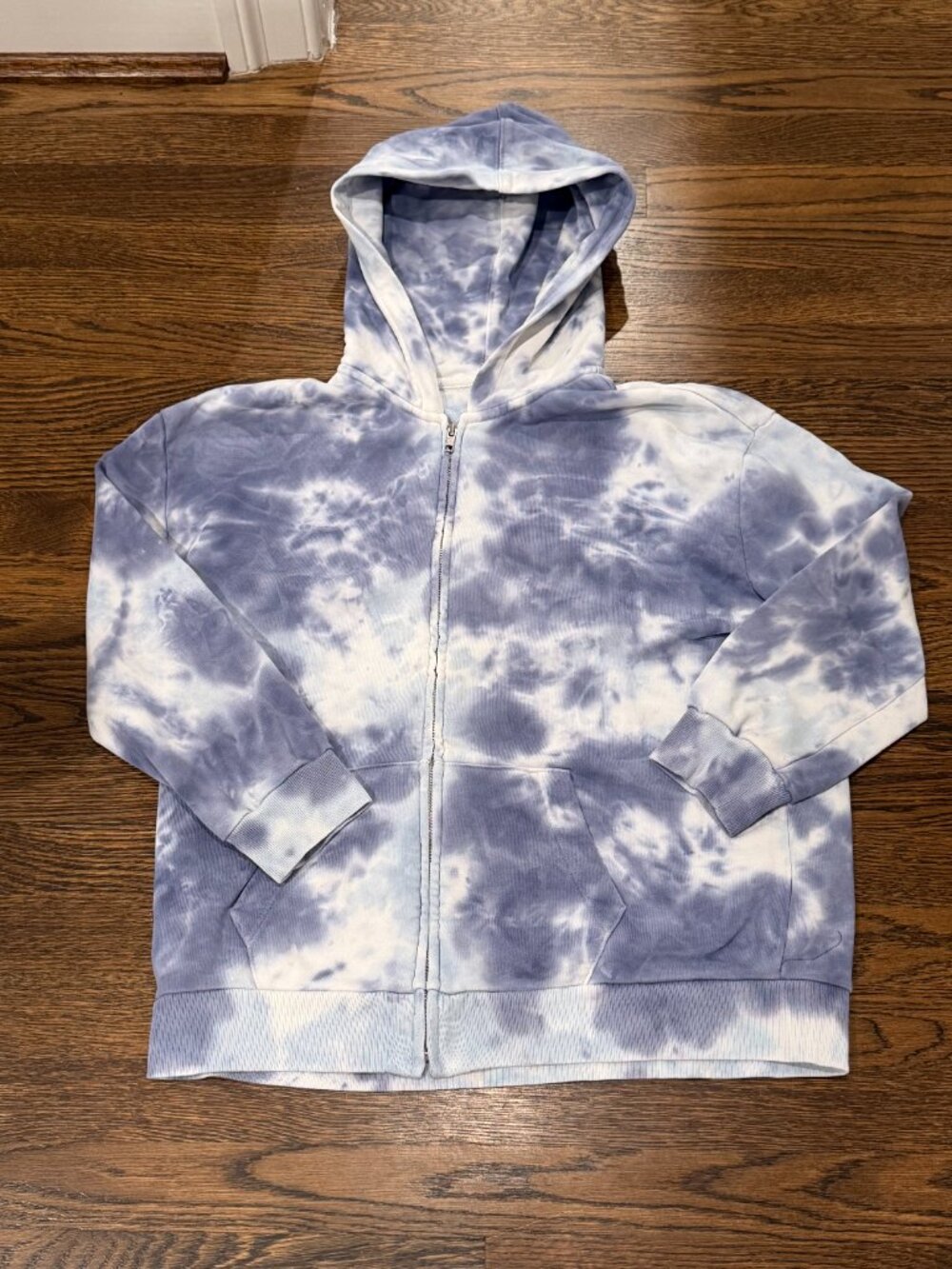 Gap Teen Blue White Tie Dye Zip Up Hoodie Size 10